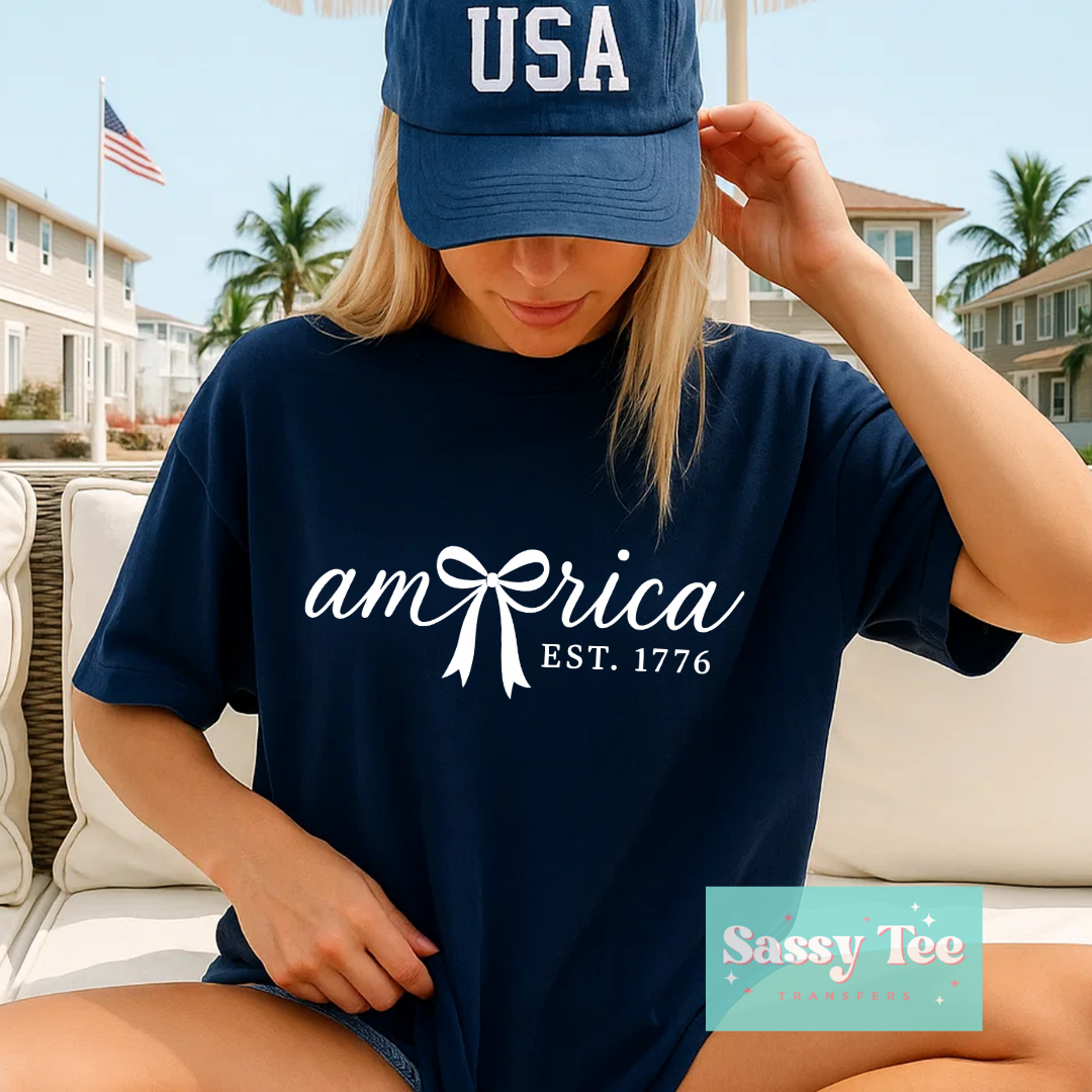 AMERICA EST 1776 BOW WHITE **Preorder/Restock Ships in 5-10 biz days**