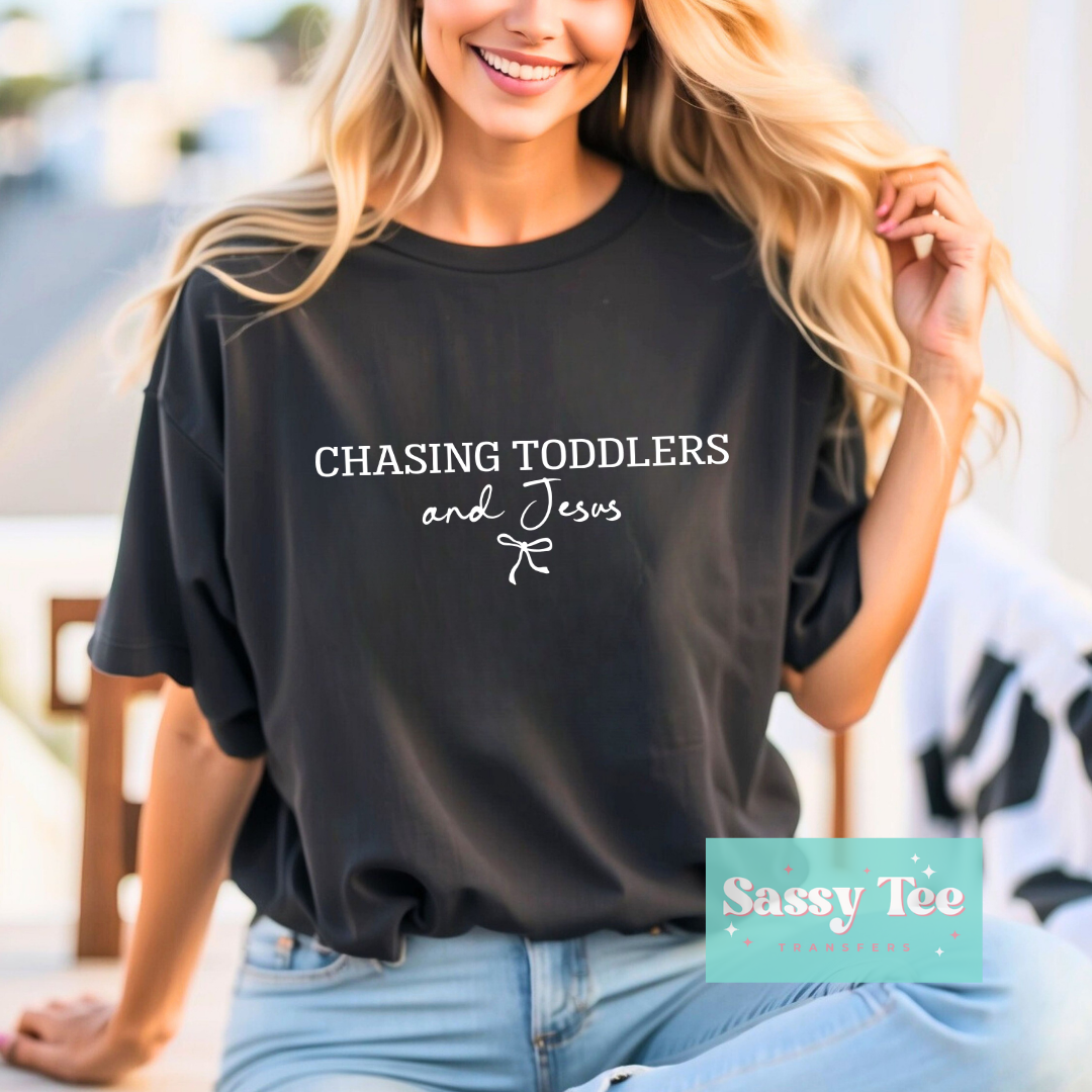 CHASING TODDLERS AND JESUS WHITE BOW **Preorder/Restock Ships in 5-10 biz days**