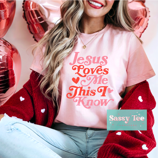 JESUS LOVES ME THIS I KNOW PINK RED RETRO **Preorder/Restock Ships in 5-10 biz days**