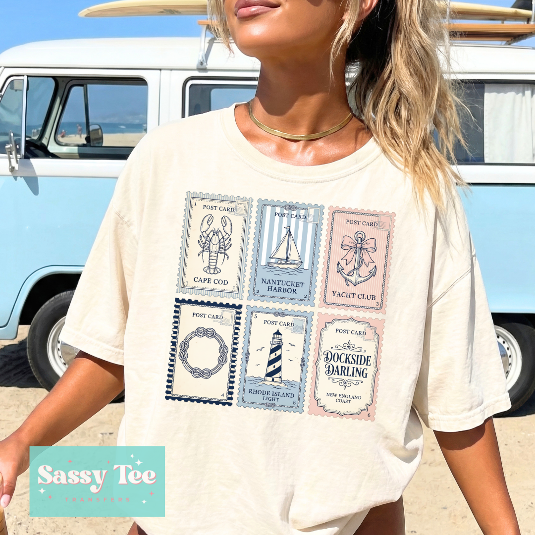 NEW ENGLAND COASTAL PINK BLUE POST CARDS **Preorder/Restock Ships in 5-10 biz days**