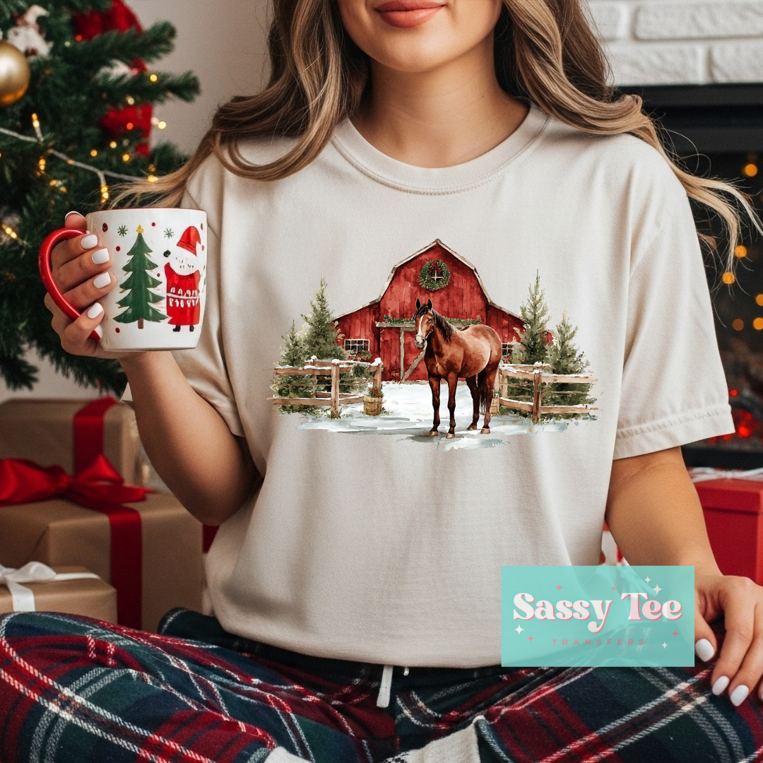 WESTERN CHRISTMAS FARMHOUSE HORSE **Preorder/Restock Ships in 5-10 biz days**