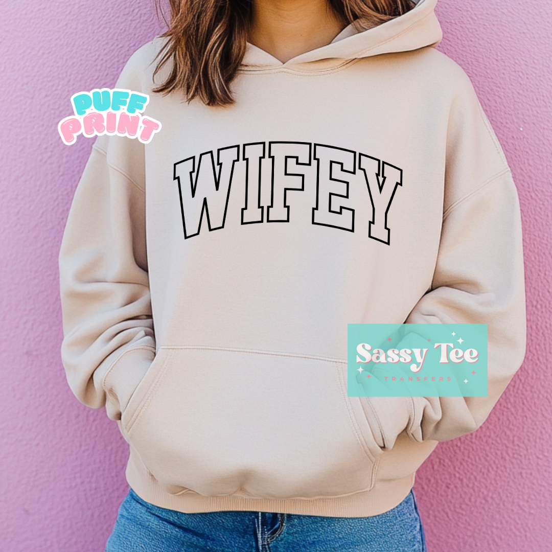 WIFEY VARSITY Black PUFF *Preorder Ships in 5-9 biz days*