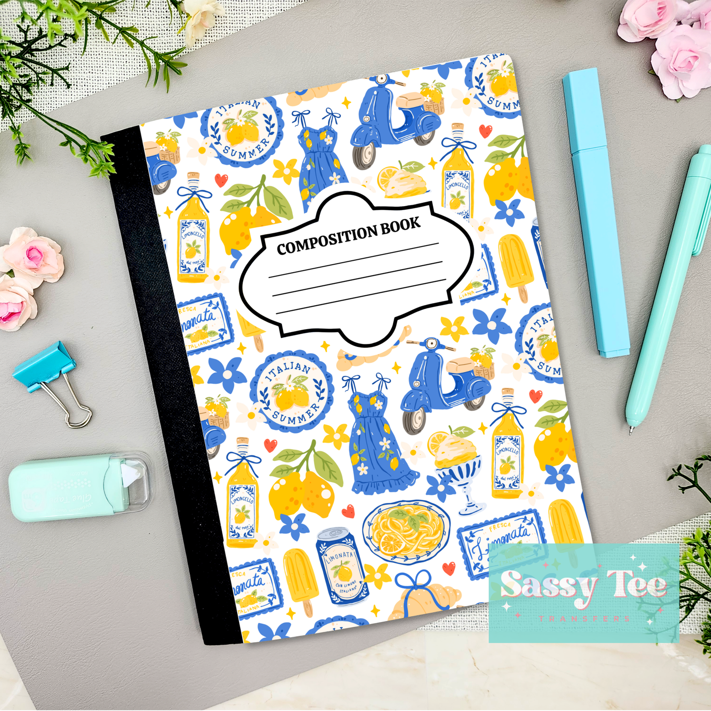 LEMON ITALIAN SUMMER Peel + Stick Notebook Cover SET