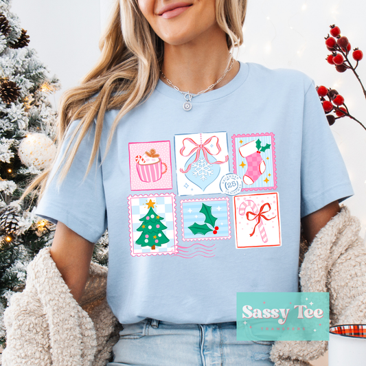 CHRISTMAS STAMPS PINK BLUE **Preorder/Restock Ships in Est. 5-12 biz days**