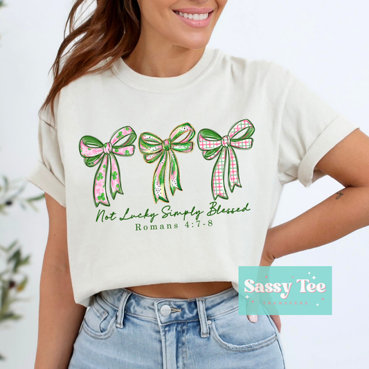 NOT LUCK SIMPLY BLESS PINK GREEN BOWS **Preorder/Restock Ships in 5-10 biz days**