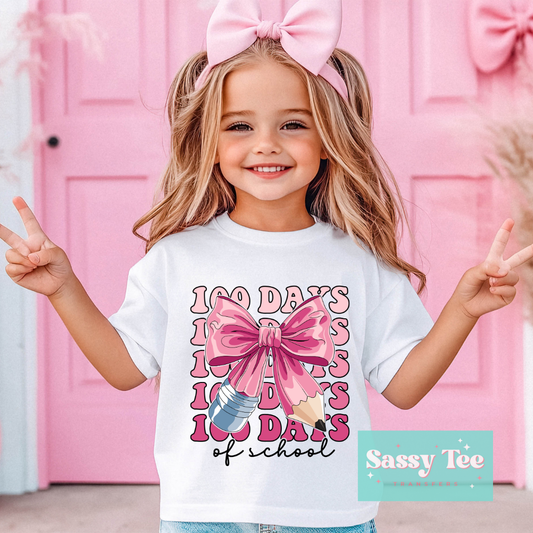 100 DAYS SCHOOL PINK BOW Kids **Preorder, Estimated Start Shipping 1/15**