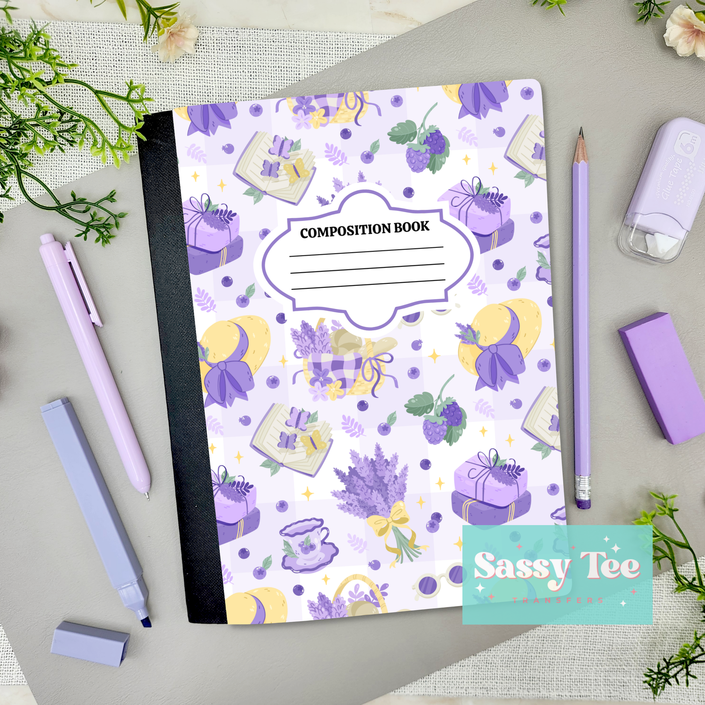 LAVENDER PURPLE TEA GRAPES Peel + Stick Notebook Cover SET