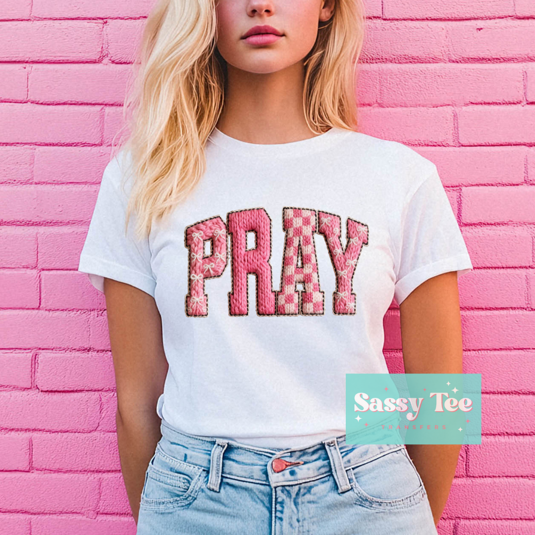 PRAY PINK FAUX YARN RETRO **Preorder/Restock Ships in 5-10 biz days**