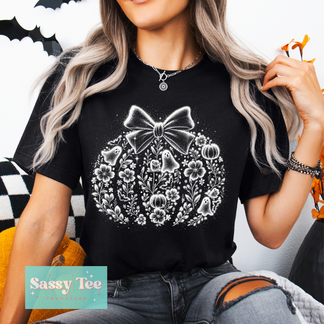 PUMPKIN GHOST FLOWERS WHITE For Darker Colors **Preorder/Restock Ships in 5-10 biz days**