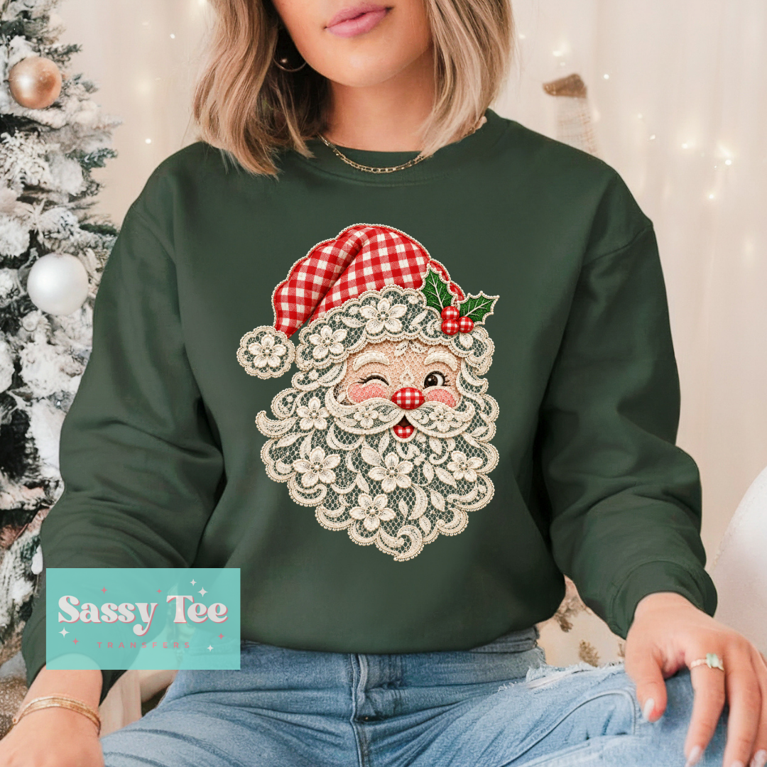 SANTA FAUX LACE RED HOLLY **Preorder/Restock Ships in 5-10 biz days**
