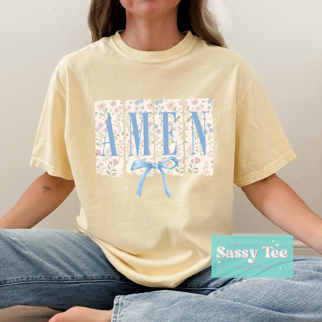 AMEN BLUE BOW YELLOW FLORAL **Preorder/Restock Ships in 5-10 biz days**