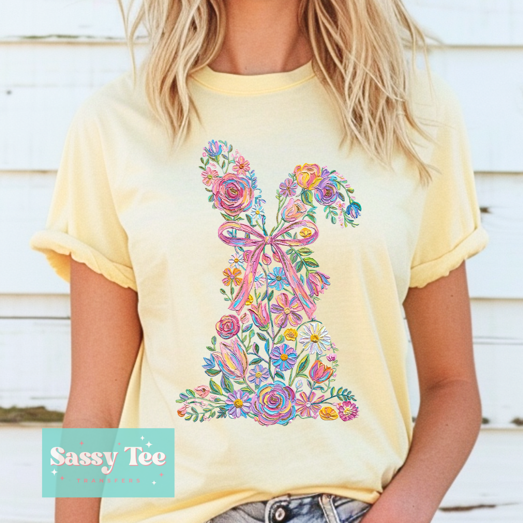 FLORAL BUNNY BOW FAUX TEXTURE PAINT **Preorder/Restock Ships in 5-10 biz days**