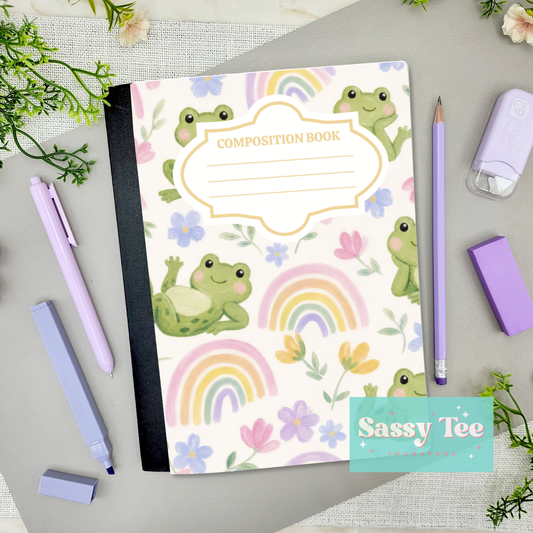 FROG RAINBOWS FLORAL Peel + Stick Notebook Cover SET
