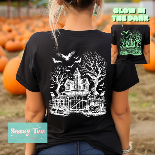 HAUNTED HOUSE GLOW IN DARK Front/Back options