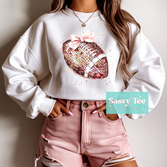 FOOTBALL DISCO PINK BOW **Preorder/Restock Ships in 5-10 biz days**