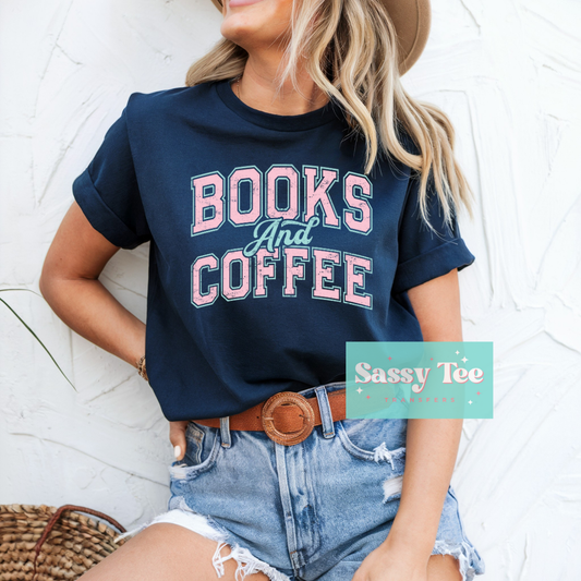BOOKS AND COFFEE PINK AQUA **Preorder/Restock Ships in 5-10 biz days**