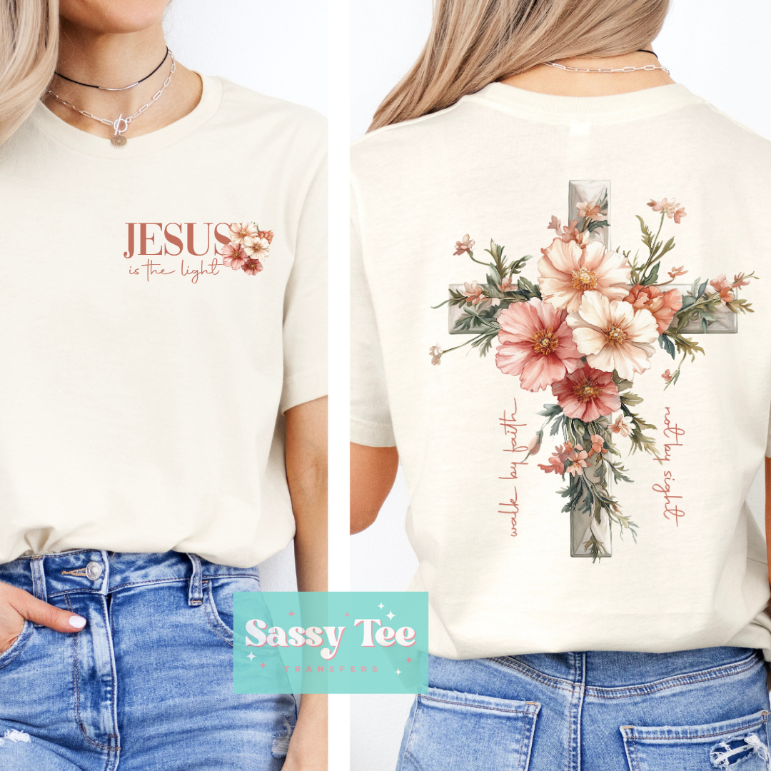 FLORAL JESUS IS LIGHT CROSS Pocket + Back SET **Preorder/Restock Ships in 5-10 biz days**