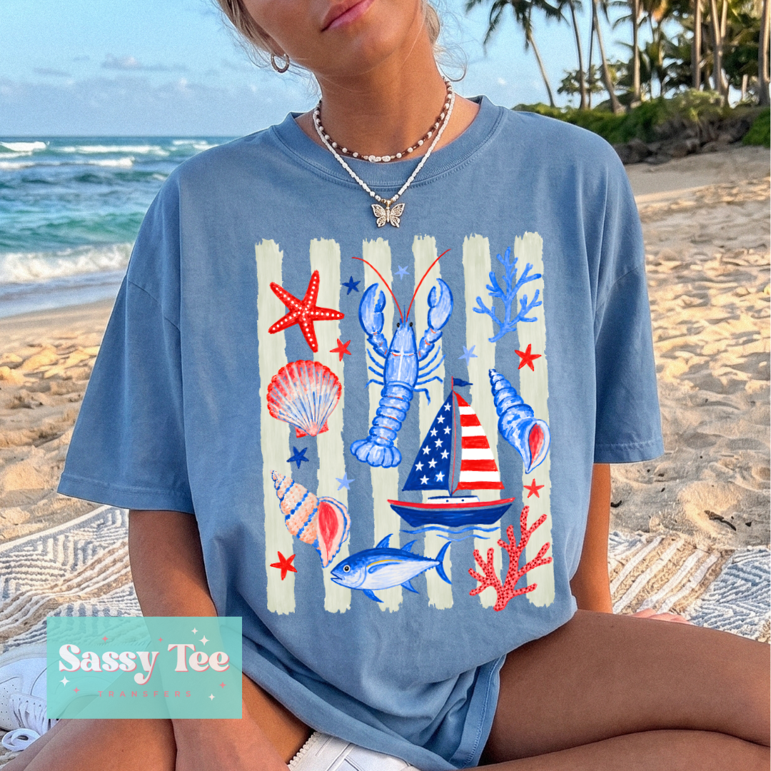 COASTAL AMERICAN SUMMER LOBSTER SAILBOAT PREPPY **Preorder/Restock Ships in 5-10 biz days**
