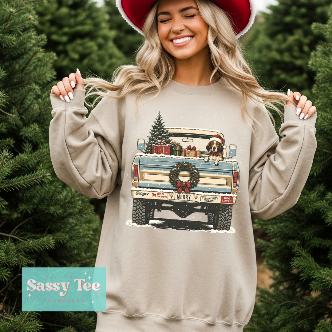 COUNTRY TRUCK WESTERN CHRISTMAS DOG **Preorder/Restock Ships in 5-10 biz days**