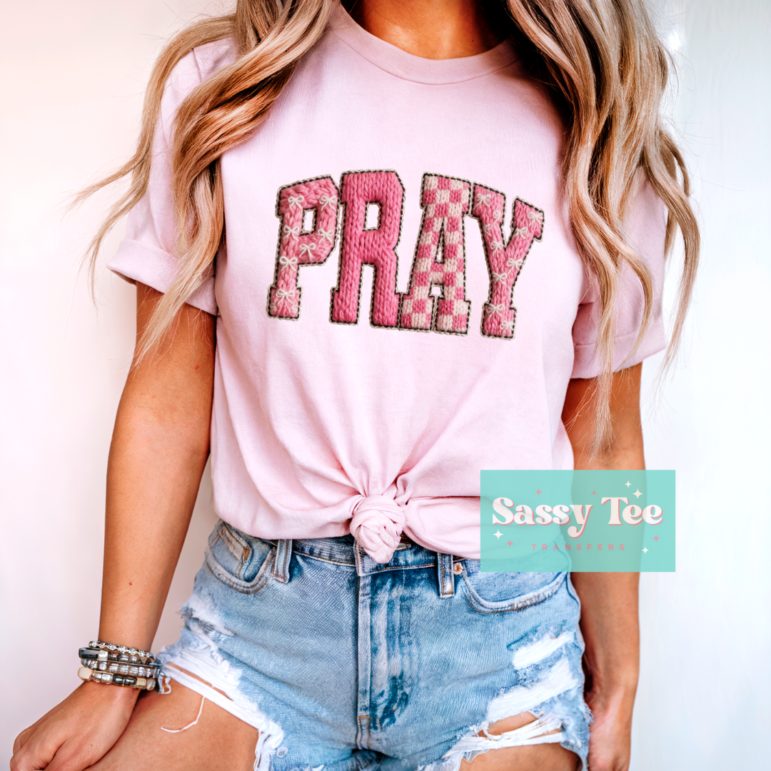 PRAY PINK FAUX YARN RETRO **Preorder/Restock Ships in 5-10 biz days**