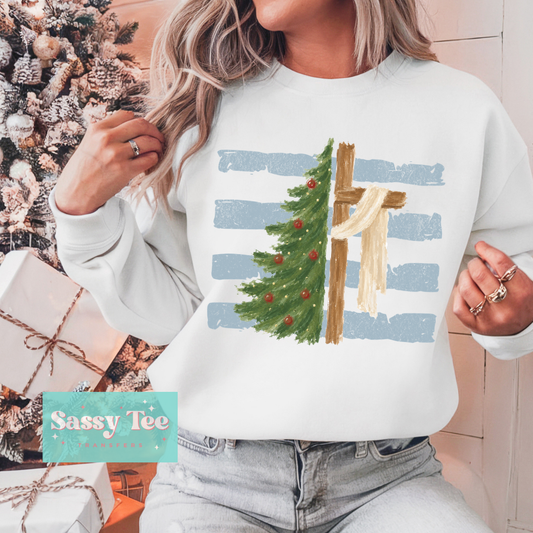 FAITH CHRISTMAS TREE CROSS PREPPY STRIPES **Preorder/Restock Ships in 5-10 biz days**