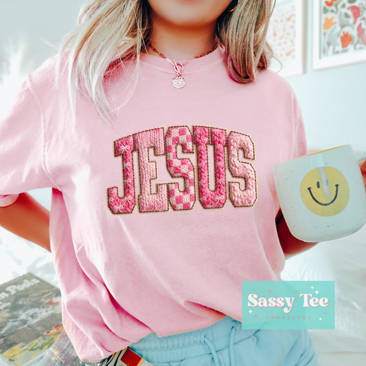JESUS PINK FAUX YARN RETRO **Preorder/Restock Ships in 5-10 biz days**