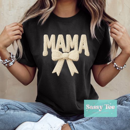 MAMA BEIGE BOW FAUX YARN **Preorder/Restock Ships in 5-10 biz days**