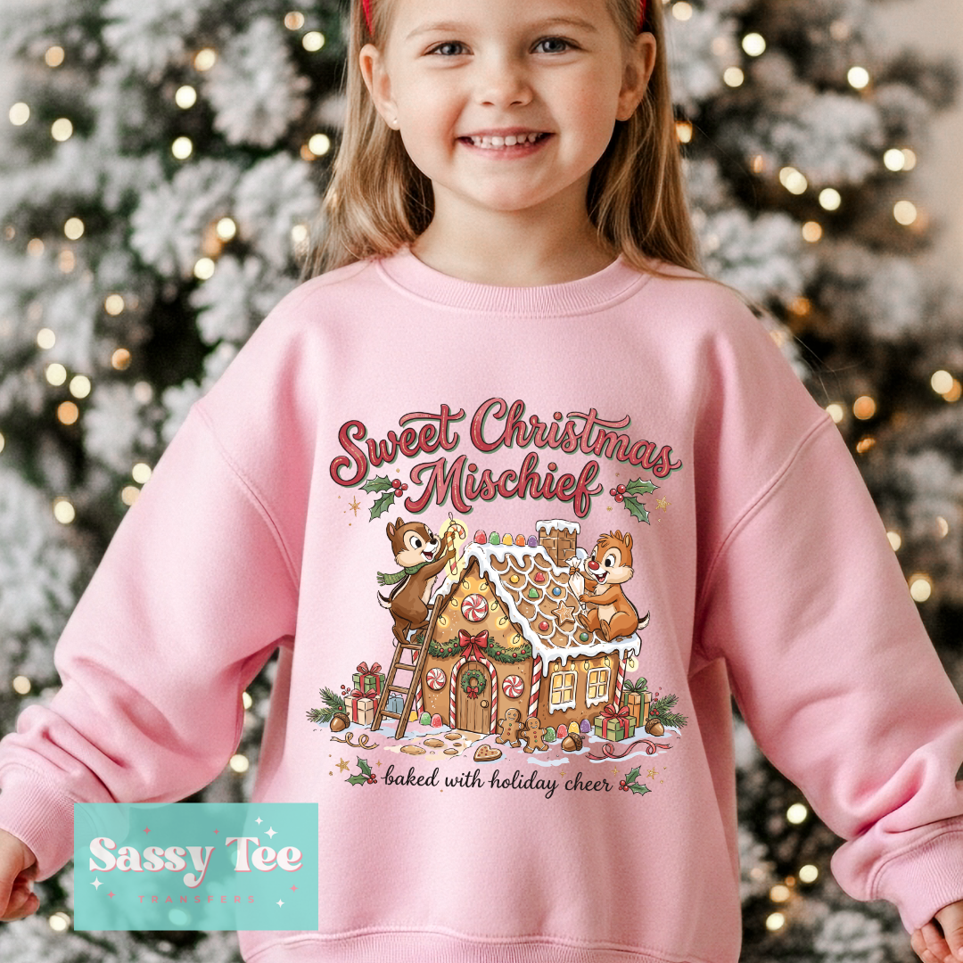SWEET CHRISTMAS MISCHIEF CHIPMUNKS GINGERBREAD HOUSE Kids **Preorder/Restock Ships in 5-10 biz days**