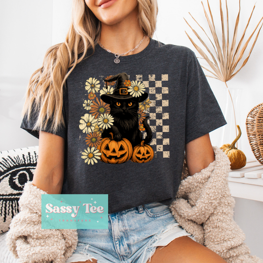 FALL RETRO BLACK CAT FLORAL **Preorder/Restock Ships in 5-10 biz days**