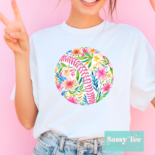 BASEBALL SOFTBALL BRIGHT FLORAL