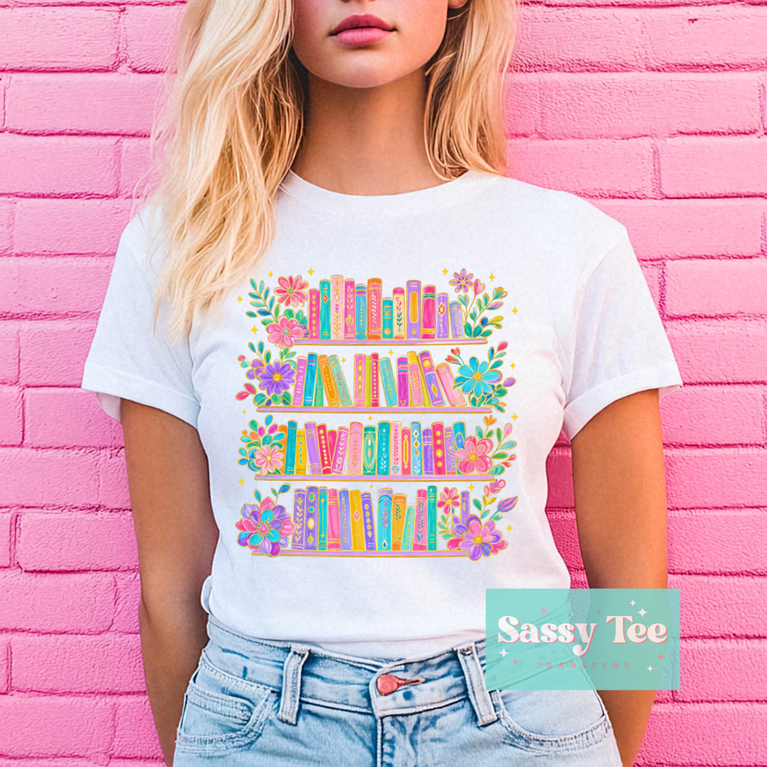BOOKSHELVES FLORAL BRIGHT COLORS **Preorder/Restock Ships in 5-10 biz days**