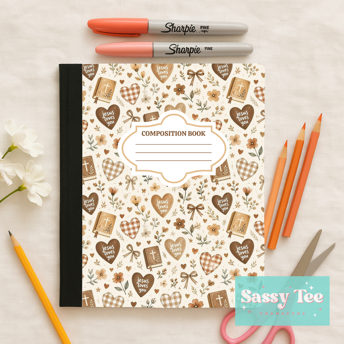 FAITH BROWN HEARTS FLORAL Peel + Stick Notebook Cover SET