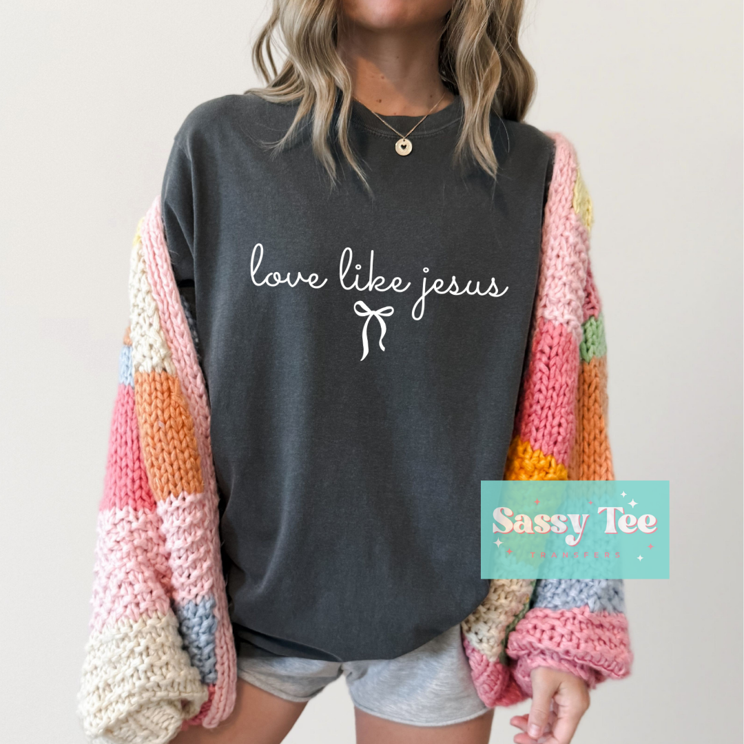 LOVE LIKE JESUS WHITE BOW **Preorder/Restock Ships in 5-10 biz days**