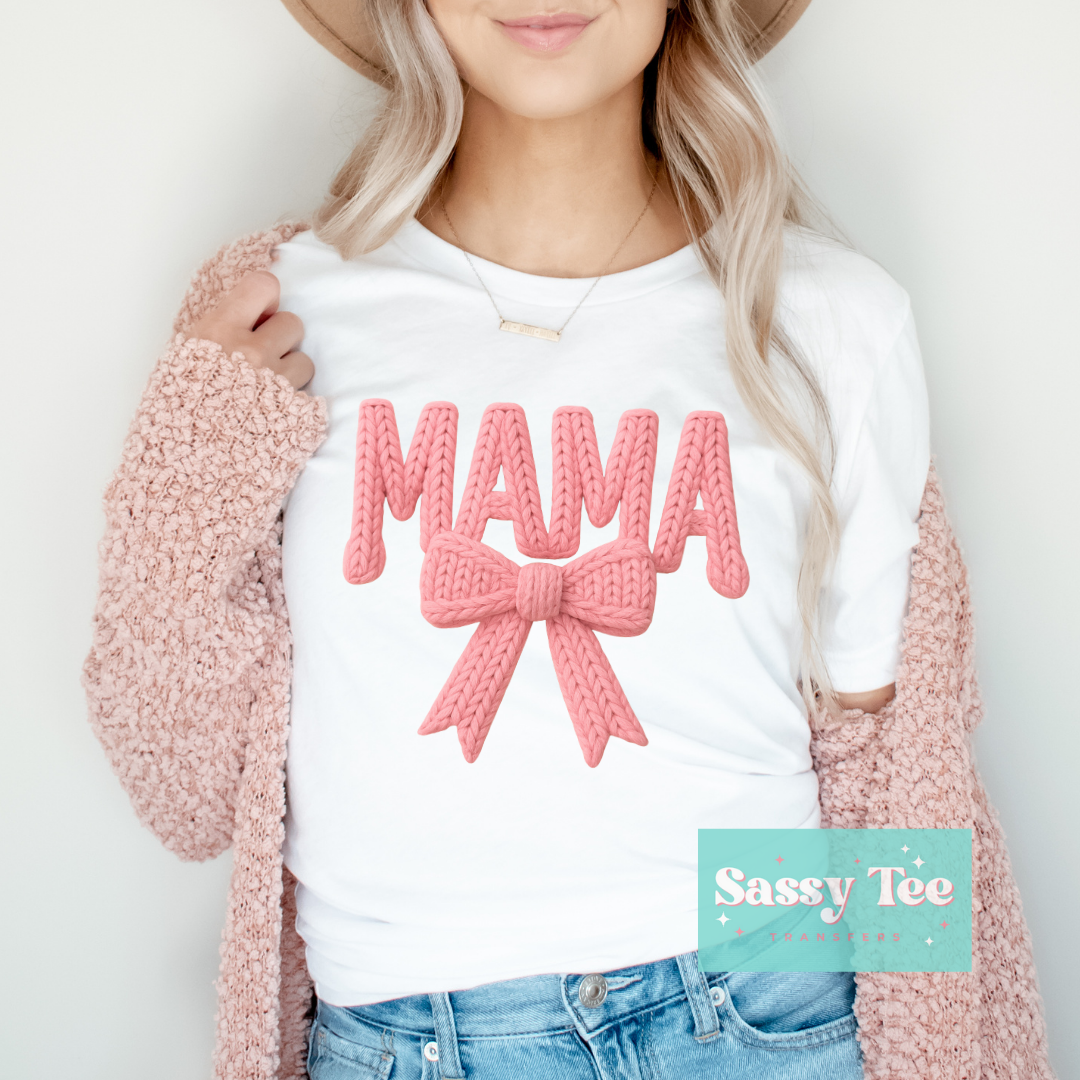 MAMA PINK BOW FAUX YARN **Preorder/Restock Ships in 5-10 biz days**
