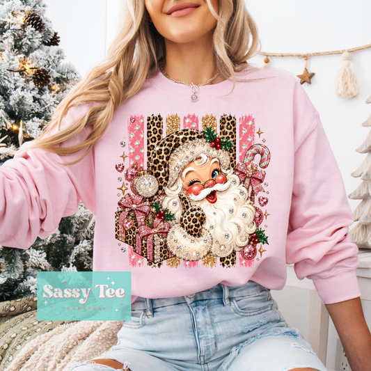 SANTA LEOPARD FAUX RHINESTONE PREPPY STRIPES **Preorder/Restock Ships in 5-10 biz days**