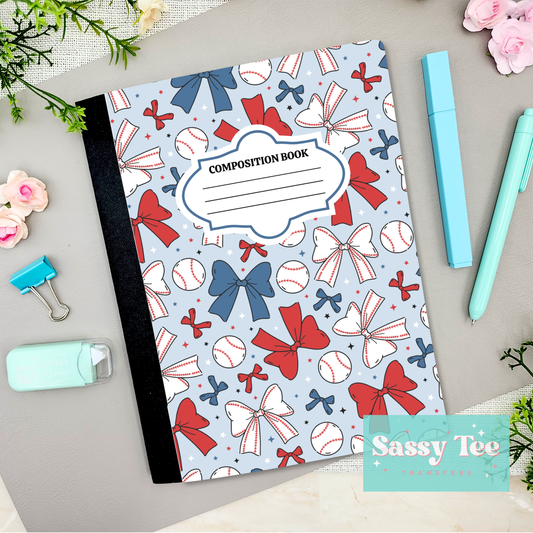 BASEBALL BOWS Peel + Stick Notebook Cover SET