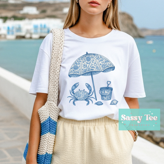 BEACH LIFE CRAB BLUE TOILE **Preorder/Restock Ships in 5-10 biz days**