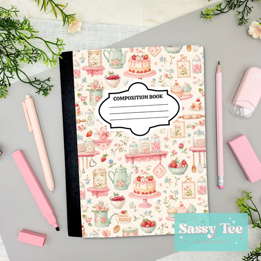 CUPCAKE STRAWBERRY GRANDMACORE PINK MINT VINTAGE Peel + Stick Notebook Cover SET