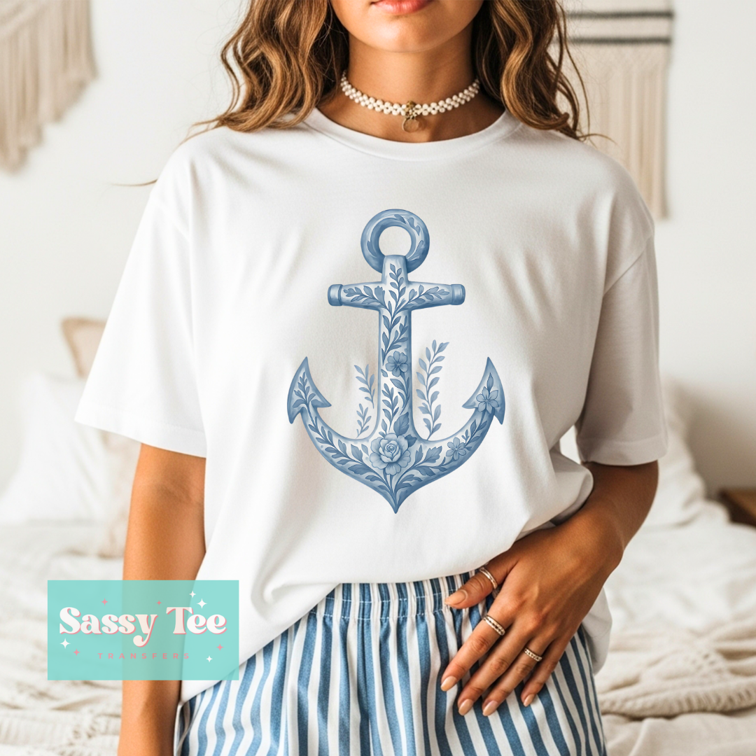OCEAN LIFE ANCHOR BLUE TOILE **Preorder/Restock Ships in 5-10 biz days**