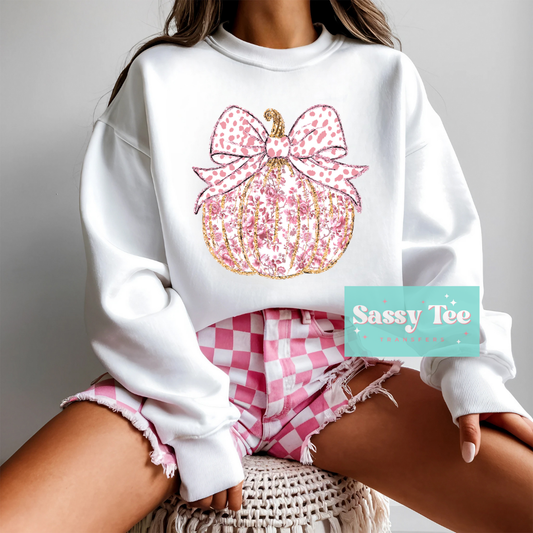 PUMPKIN PINK FLORAL GOLD GLITTER **Preorder, Ships in 5-14 biz days**