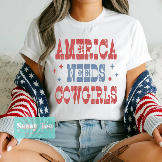 AMERICA NEEDS COWGIRLS RED BLUE **Preorder/Restock Ships in 5-10 biz days**