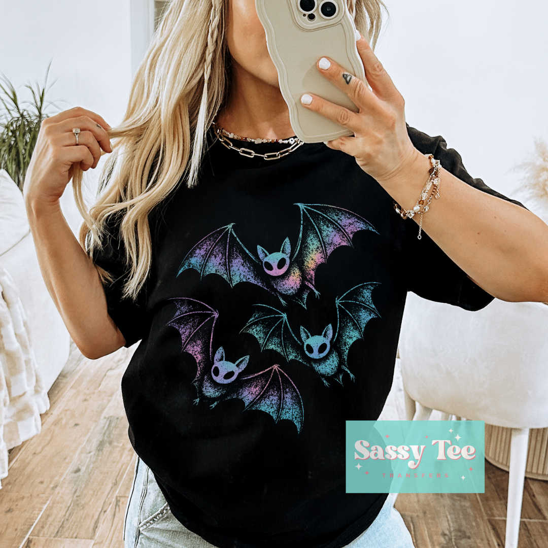 BATS COLORFUL BRIGHT PURPLE GREEN BLUE For Darker Colors **Preorder/Restock Ships in 5-10 biz days**