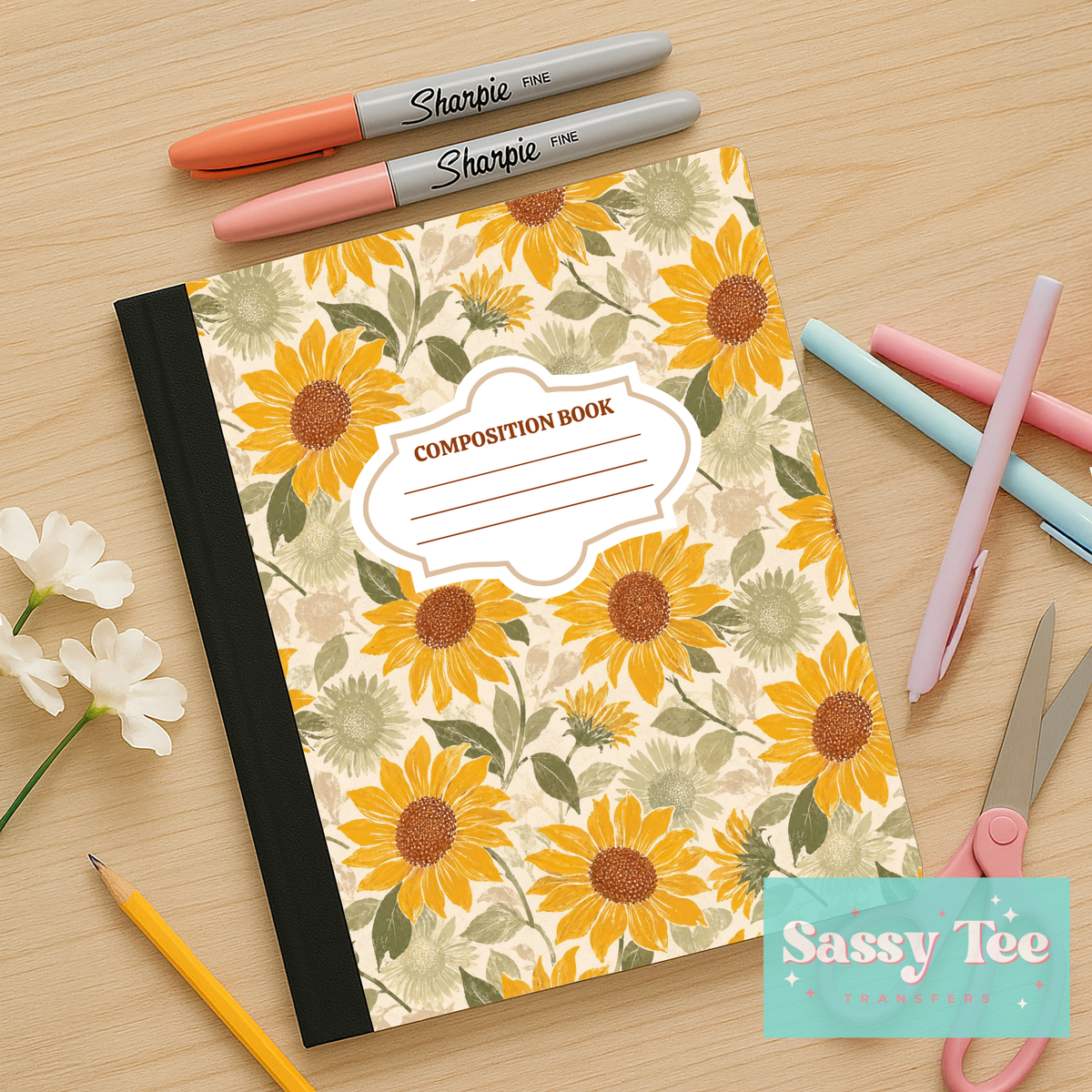 SUNFLOWERS VINTAGE Peel + Stick Notebook Cover SET