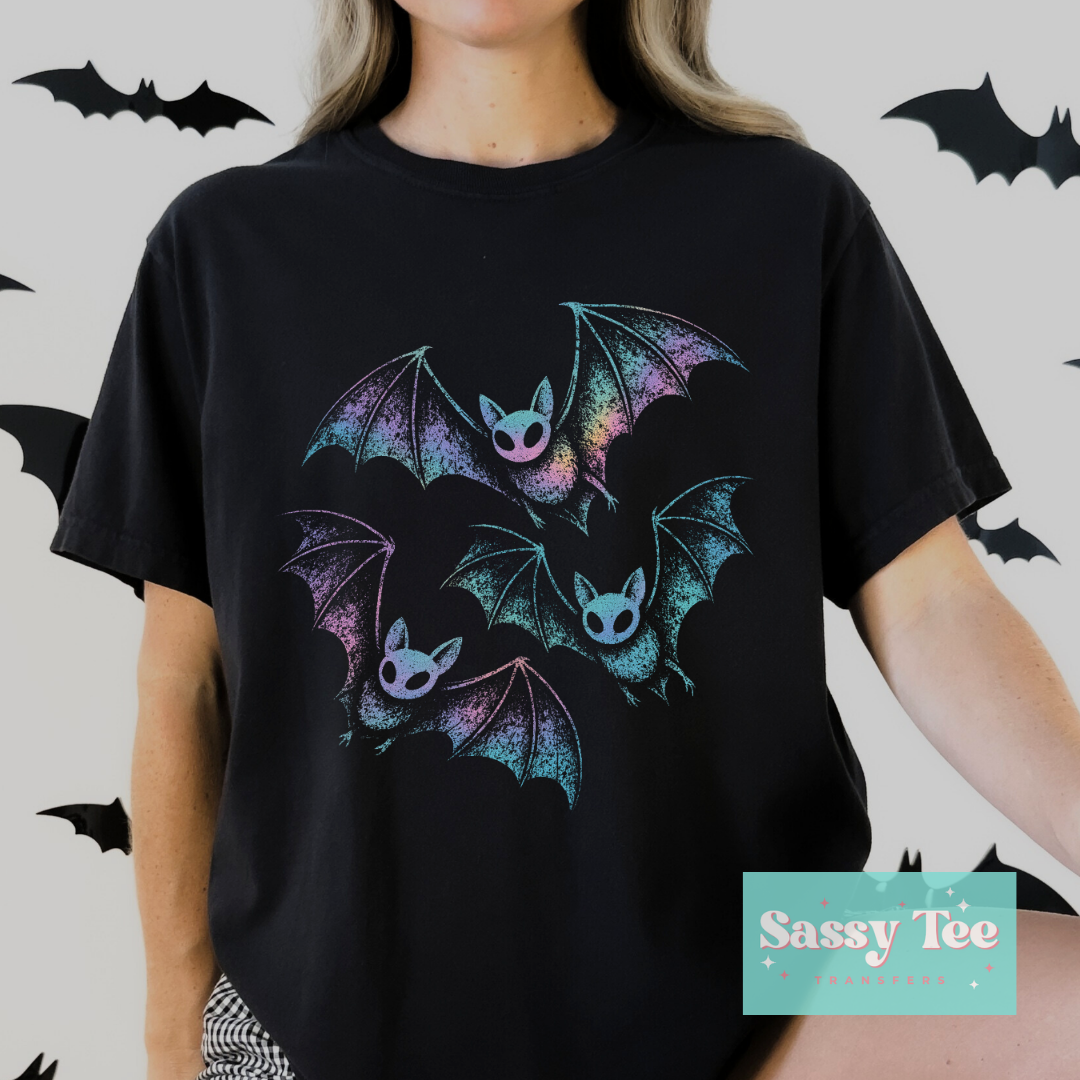 BATS COLORFUL BRIGHT PURPLE GREEN BLUE For Darker Colors **Preorder/Restock Ships in 5-10 biz days**