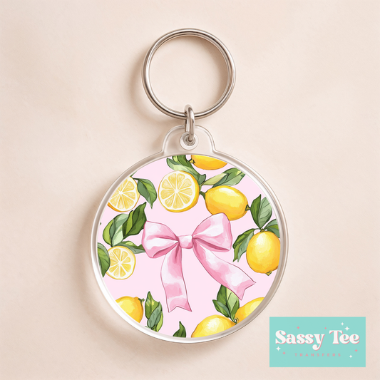 LEMONS COQUETTE *DOUBLE SIDED* ROUND UV DTF KEYCHAIN DECAL **Preorder/Restock Ships in 5-10 biz days**