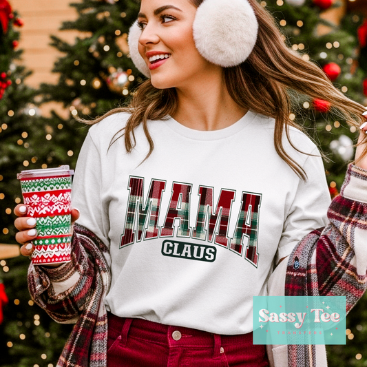 MAMA CLAUS RED GREEN PLAID Black **Preorder/Restock Ships in 5-10 biz days**