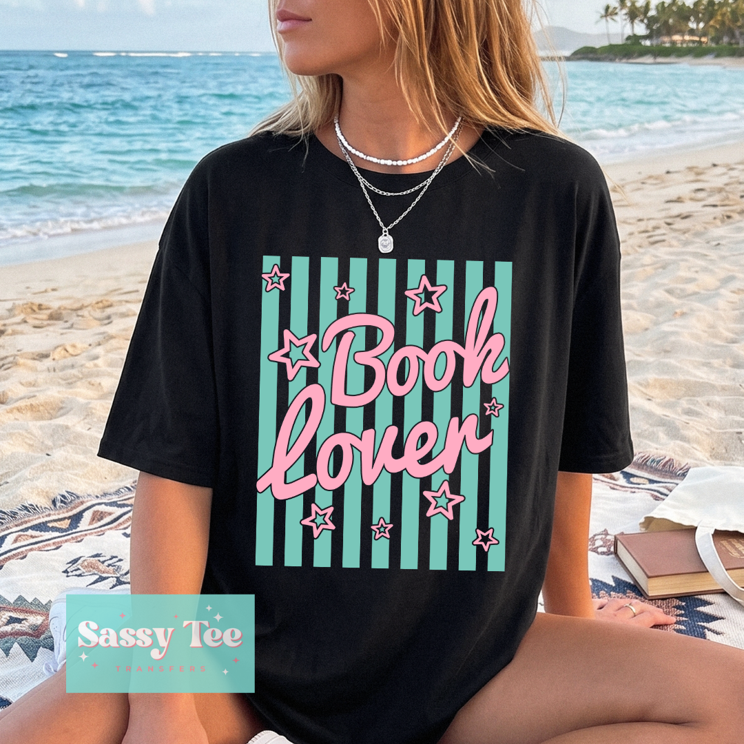 BOOK LOVER PREPPY STRIPES PINK MINT **Preorder/Restock Ships in 5-10 biz days**