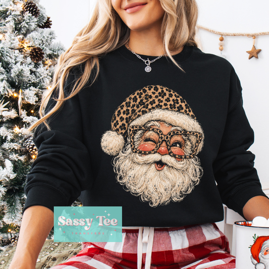 LEOPARD SANTA HAT VINTAGE For Darker Colors **Preorder/Restock Ships in 5-10 biz days**