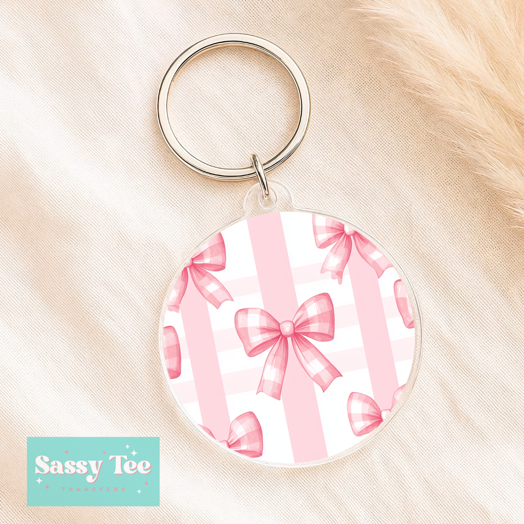 PLAID COQUETTE BOWS *DOUBLE SIDED* ROUND UV DTF KEYCHAIN DECAL **Preorder/Restock Ships in 5-10 biz days**