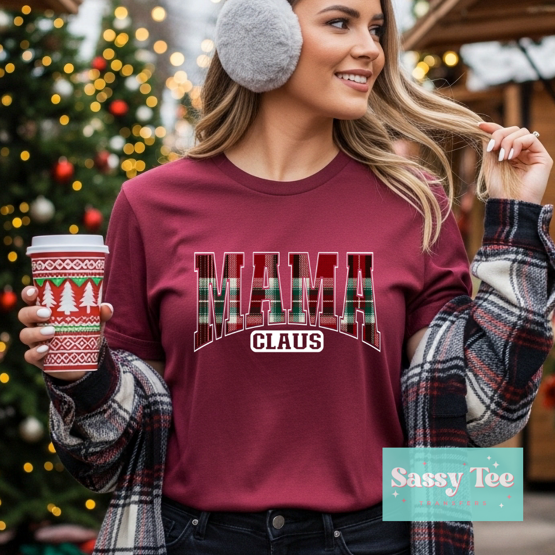 MAMA CLAUS RED GREEN PLAID For Darker Colors **Preorder/Restock Ships in 5-10 biz days**